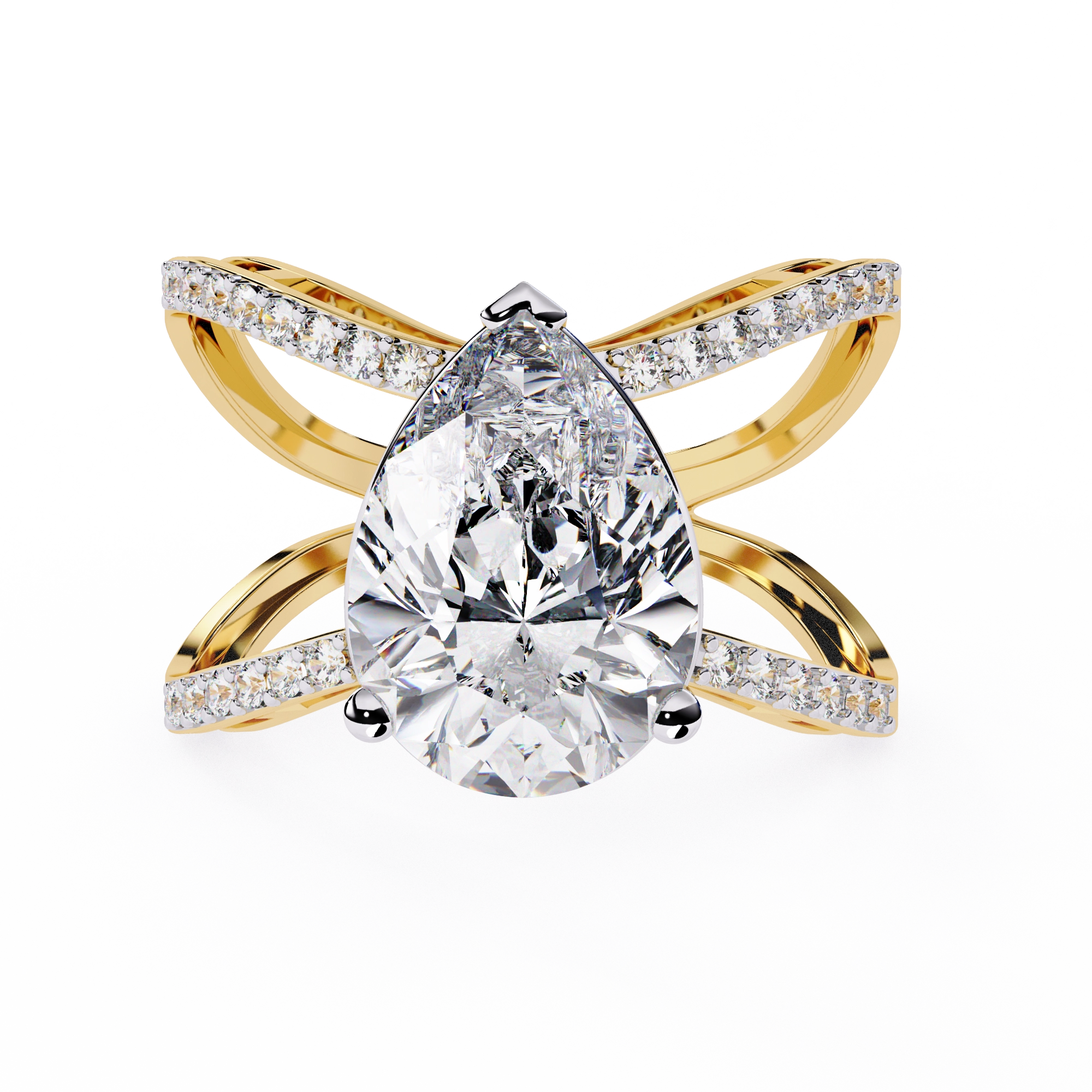 Cross Band Diamond Statement Ring
