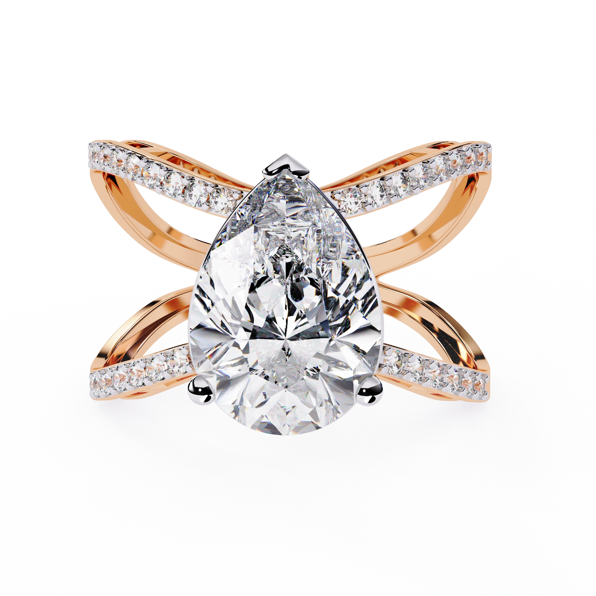 Cross Band Diamond Statement Ring