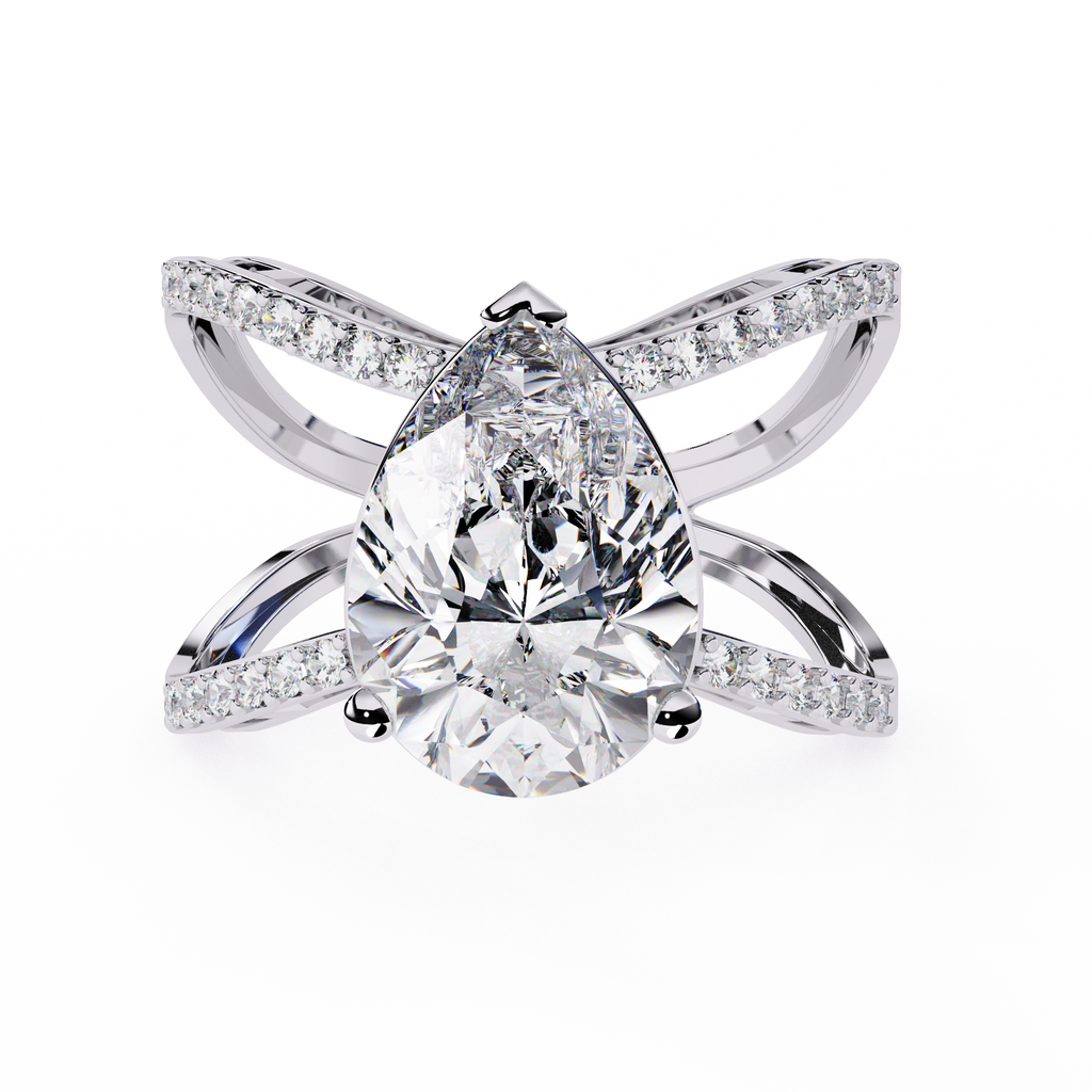 Cross Band Diamond Statement Ring