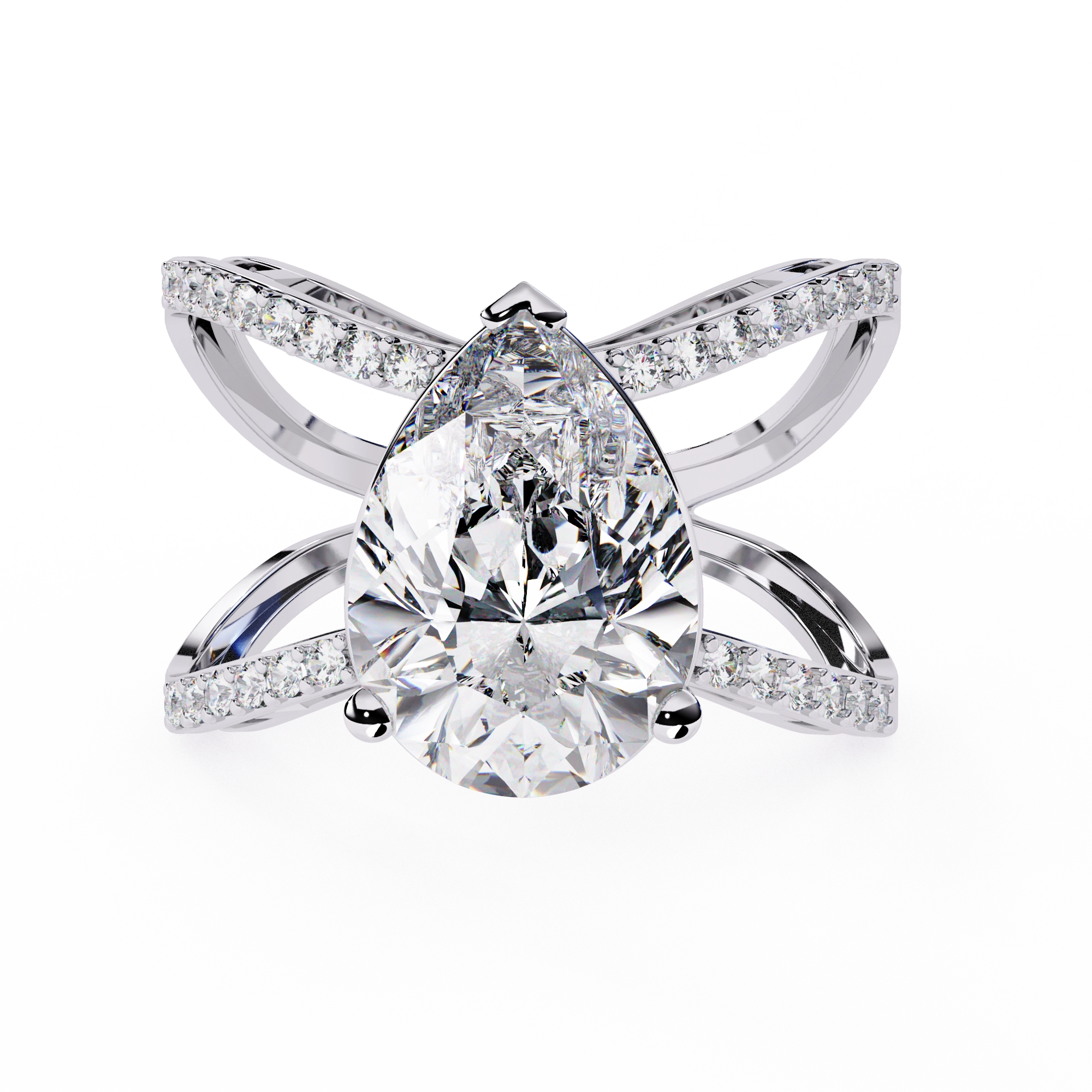 Cross Band Diamond Statement Ring