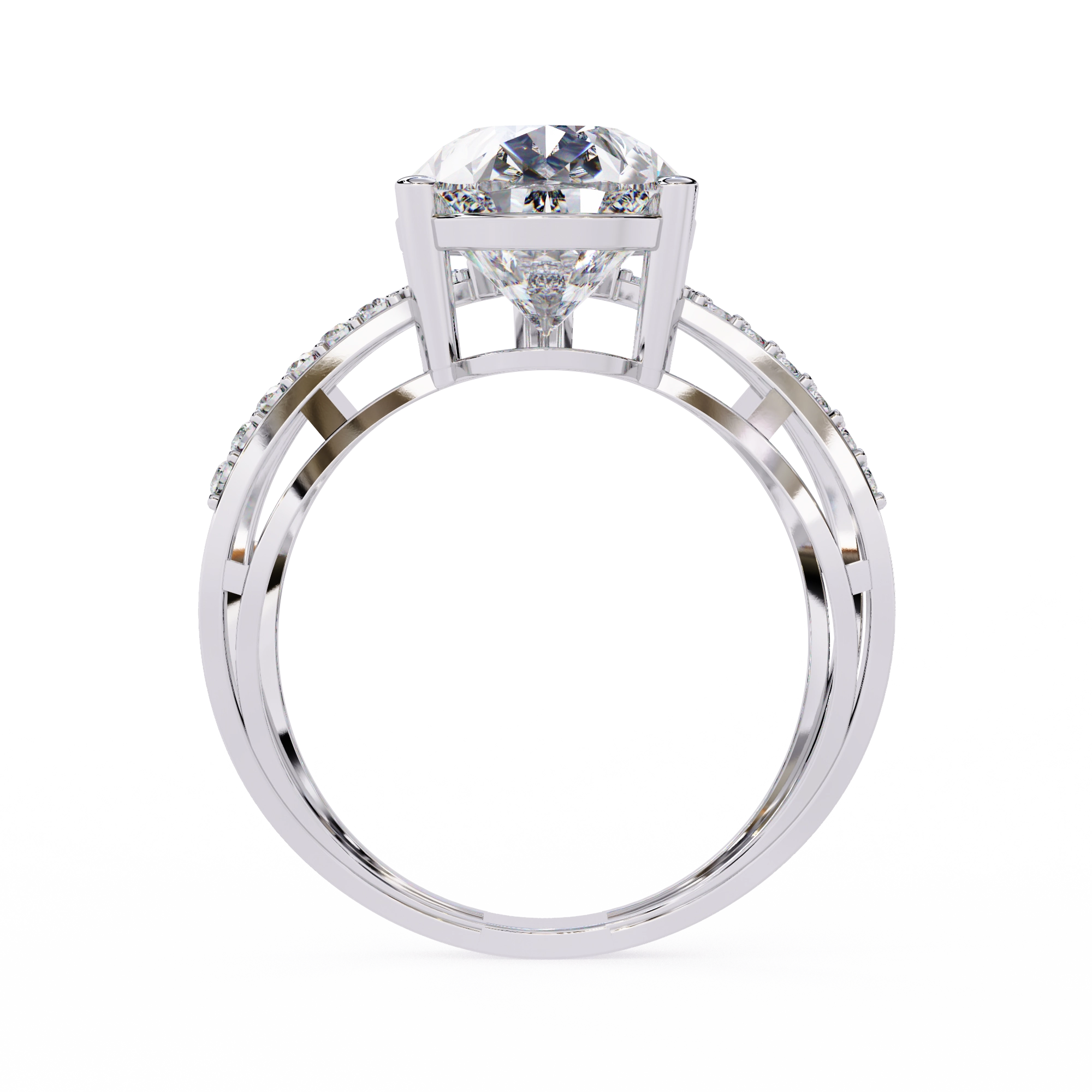 Cross Band Diamond Statement Ring