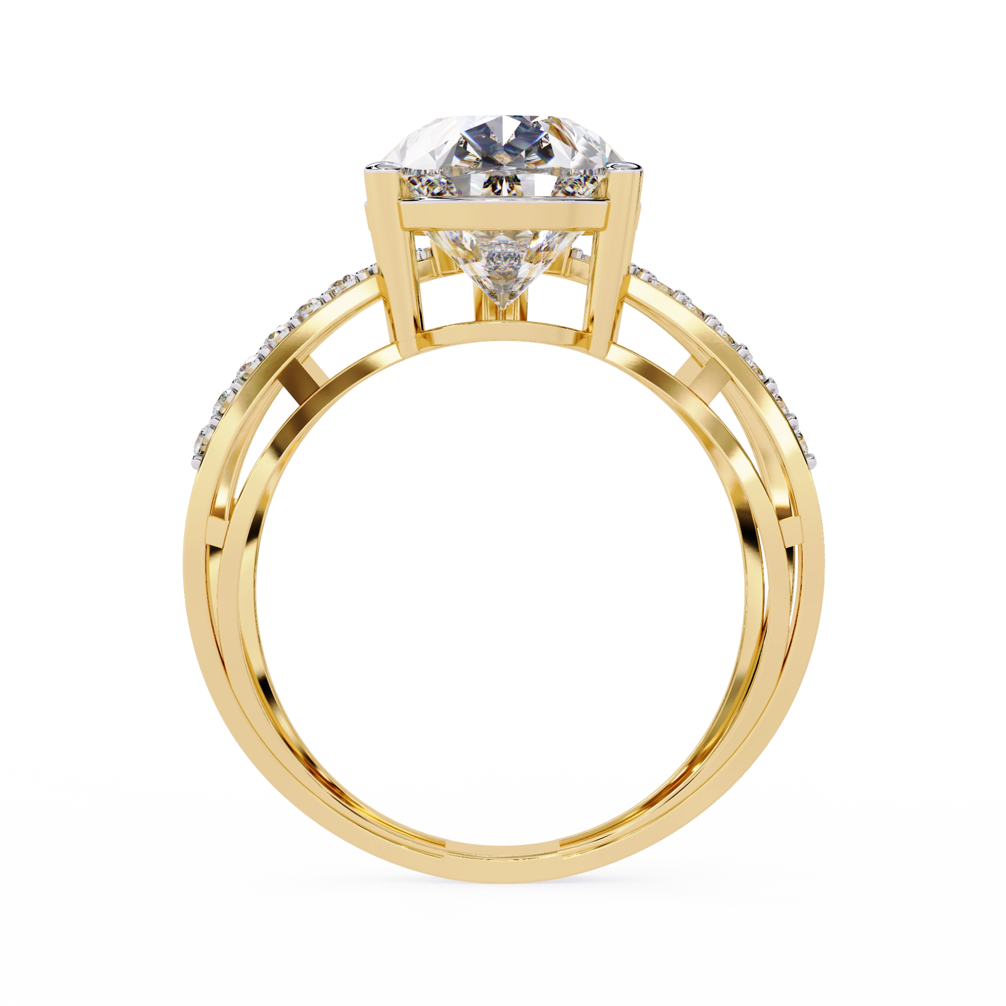 Cross Band Diamond Statement Ring