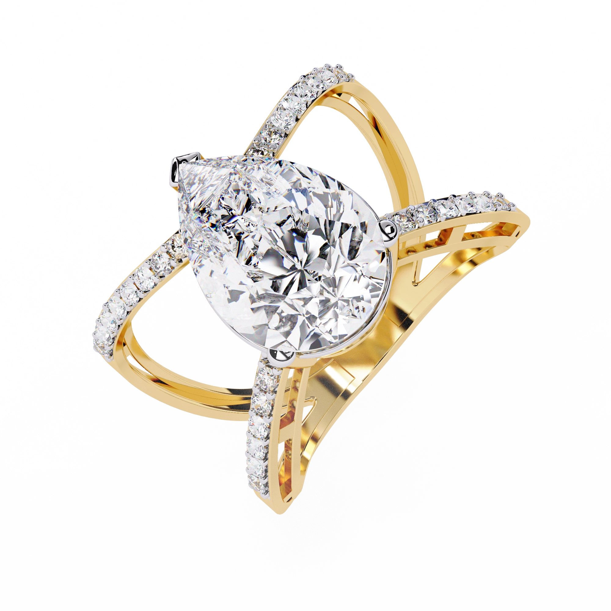 Cross Band Diamond Statement Ring