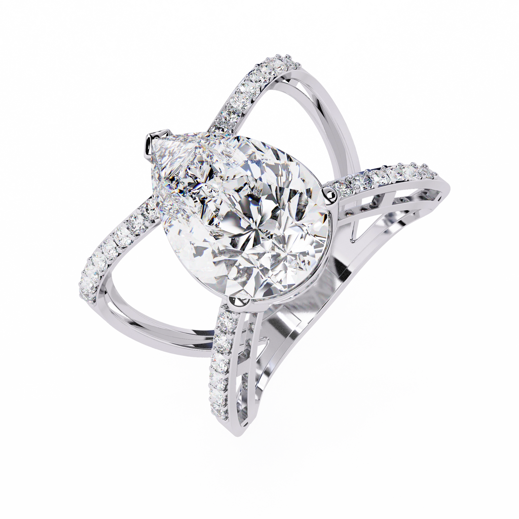 Cross Band Diamond Statement Ring