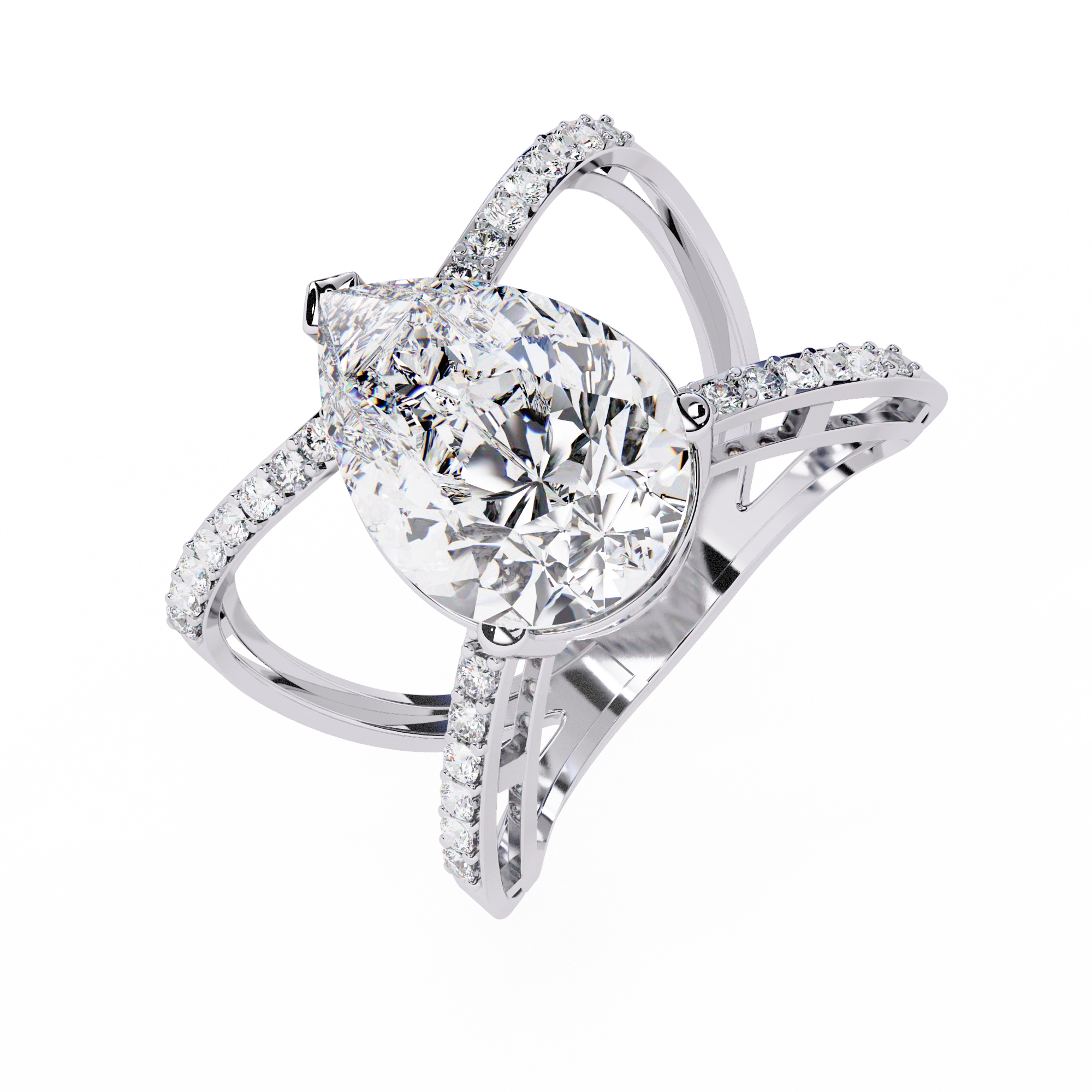 Cross Band Diamond Statement Ring