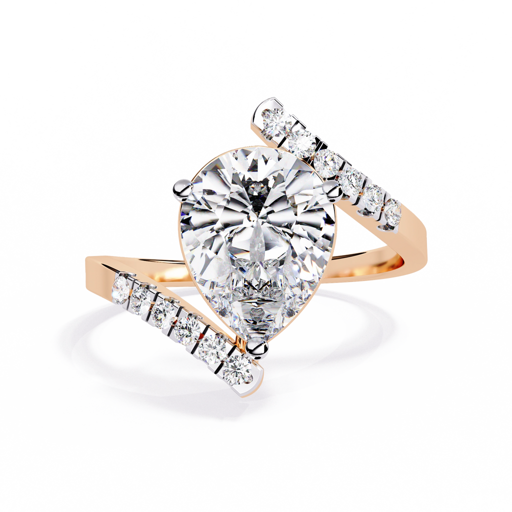 Pear Halo Diamond Statement Ring