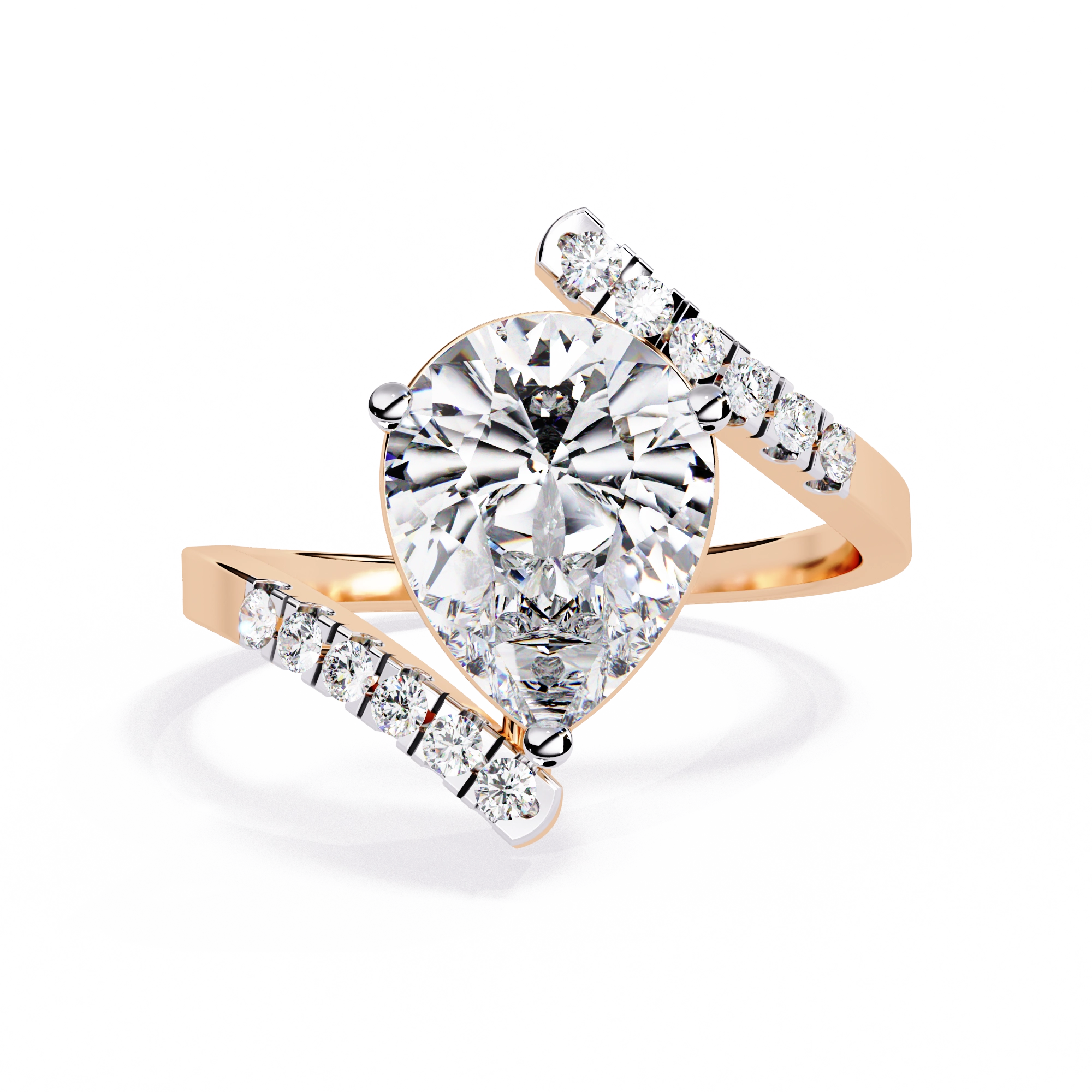 Pear Halo Diamond Statement Ring
