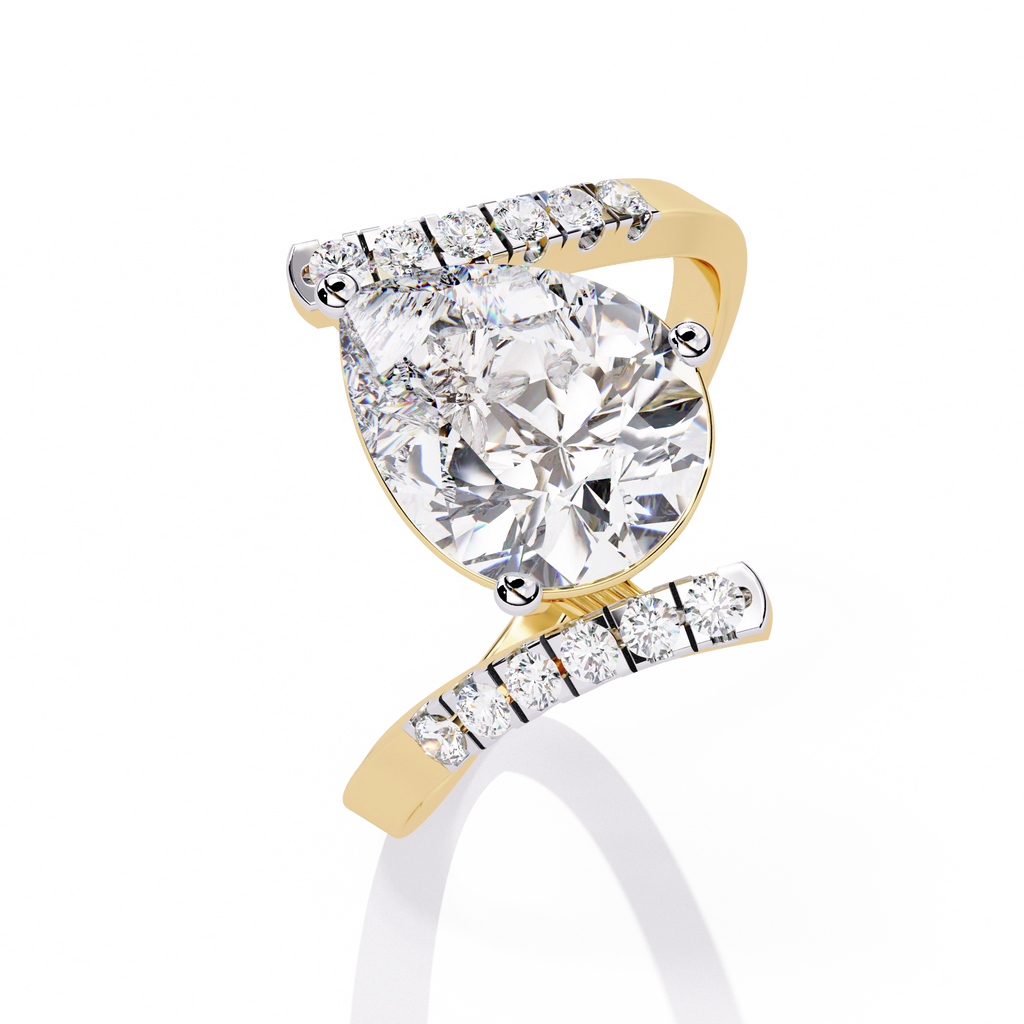 Pear Halo Diamond Statement Ring