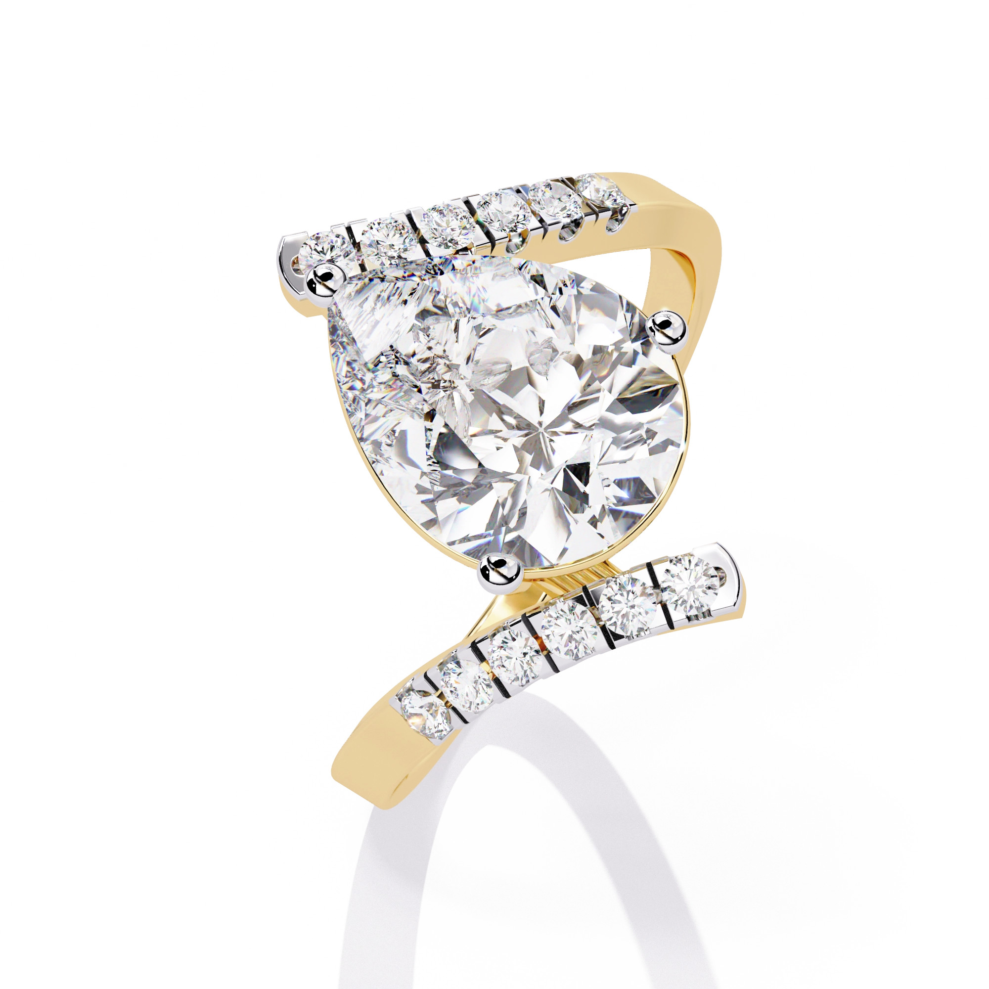 Pear Halo Diamond Statement Ring
