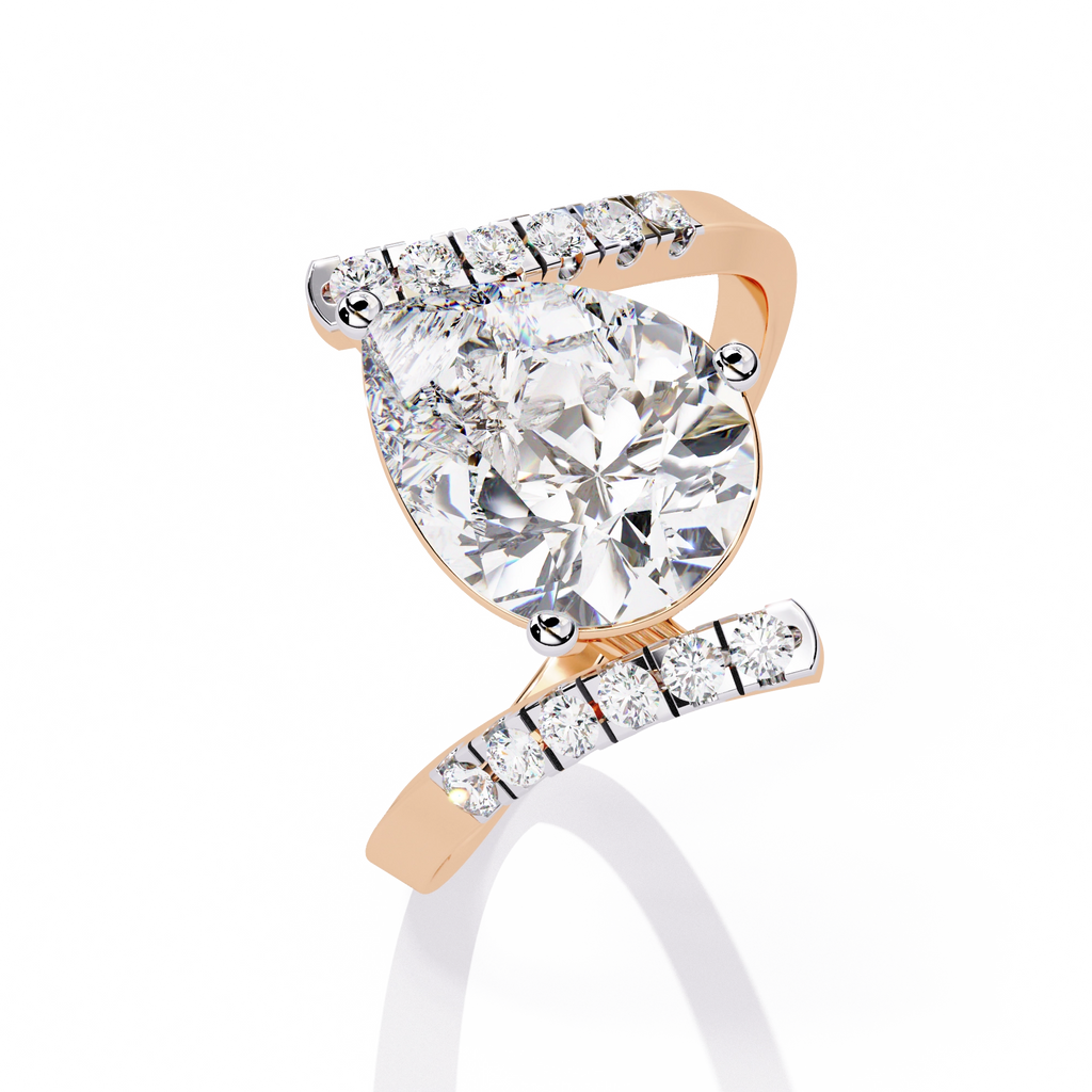 Pear Halo Diamond Statement Ring
