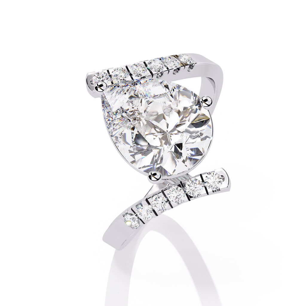 Pear Halo Diamond Statement Ring