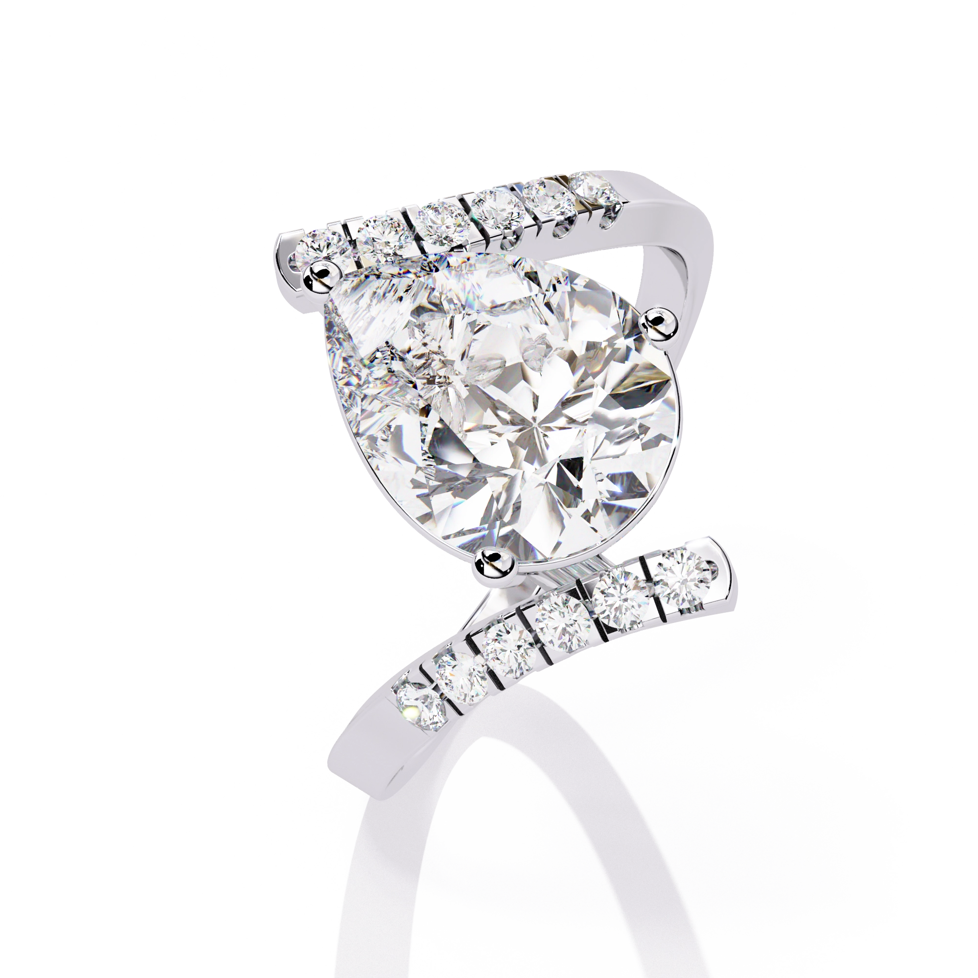 Pear Halo Diamond Statement Ring