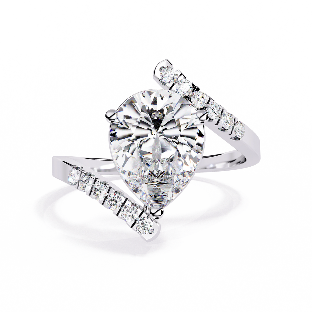 Pear Halo Diamond Statement Ring