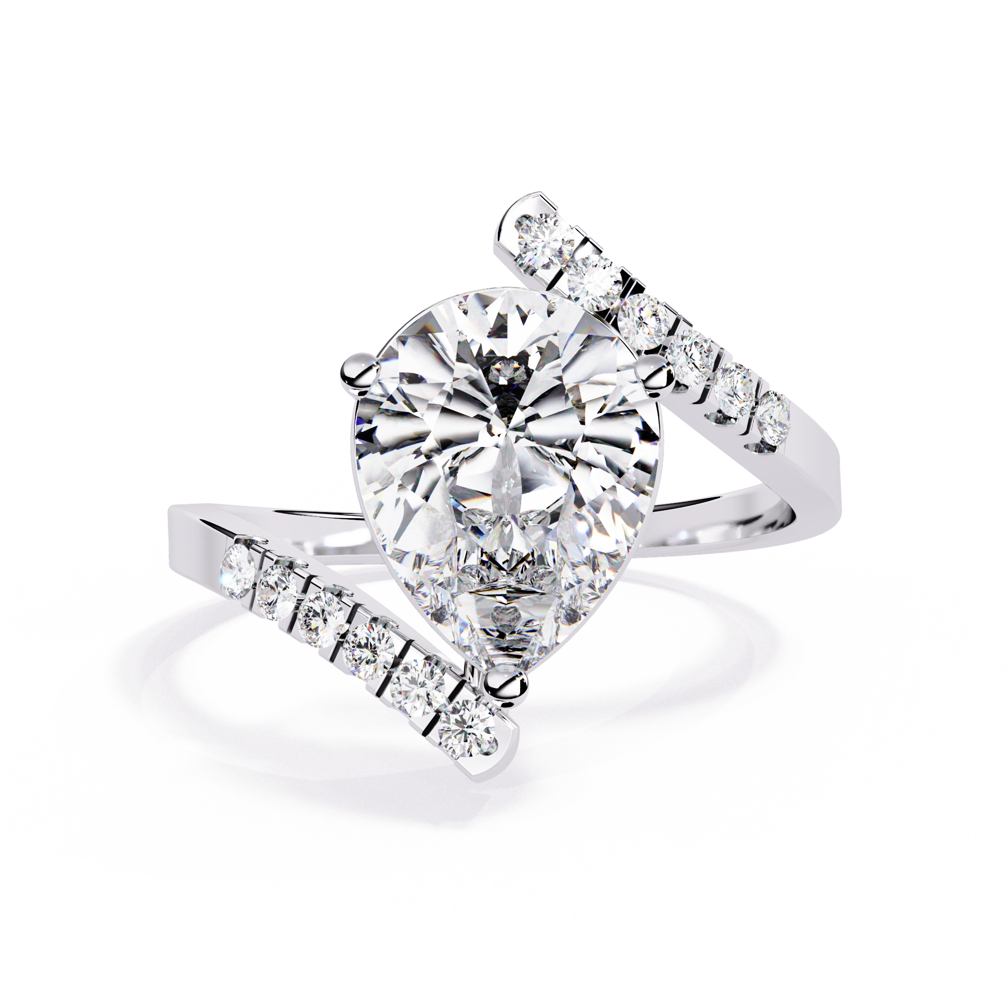 Pear Halo Diamond Statement Ring