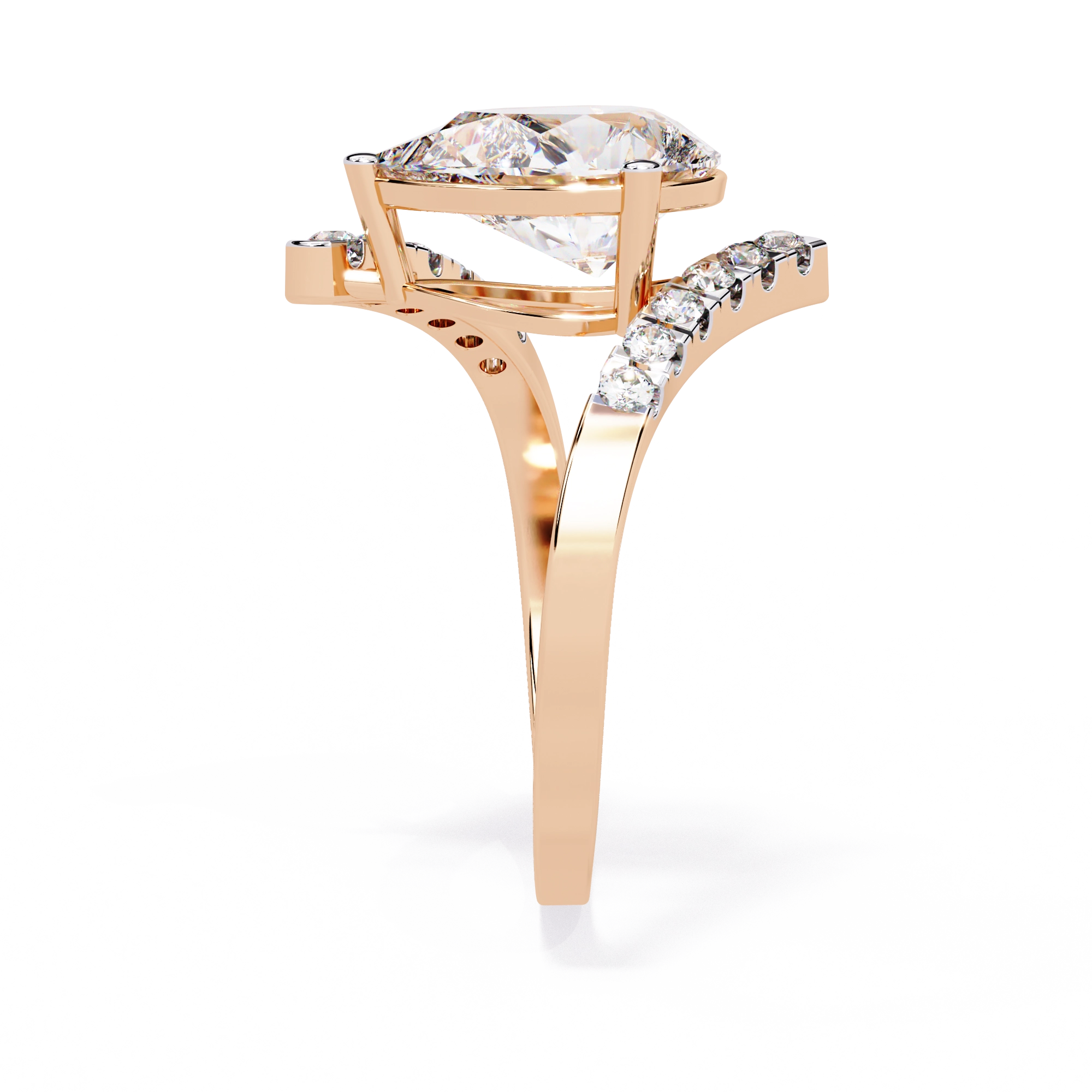 Pear Halo Diamond Statement Ring