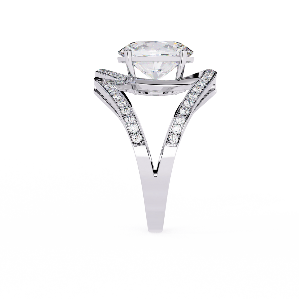Swirl Halo Diamond Statement Ring