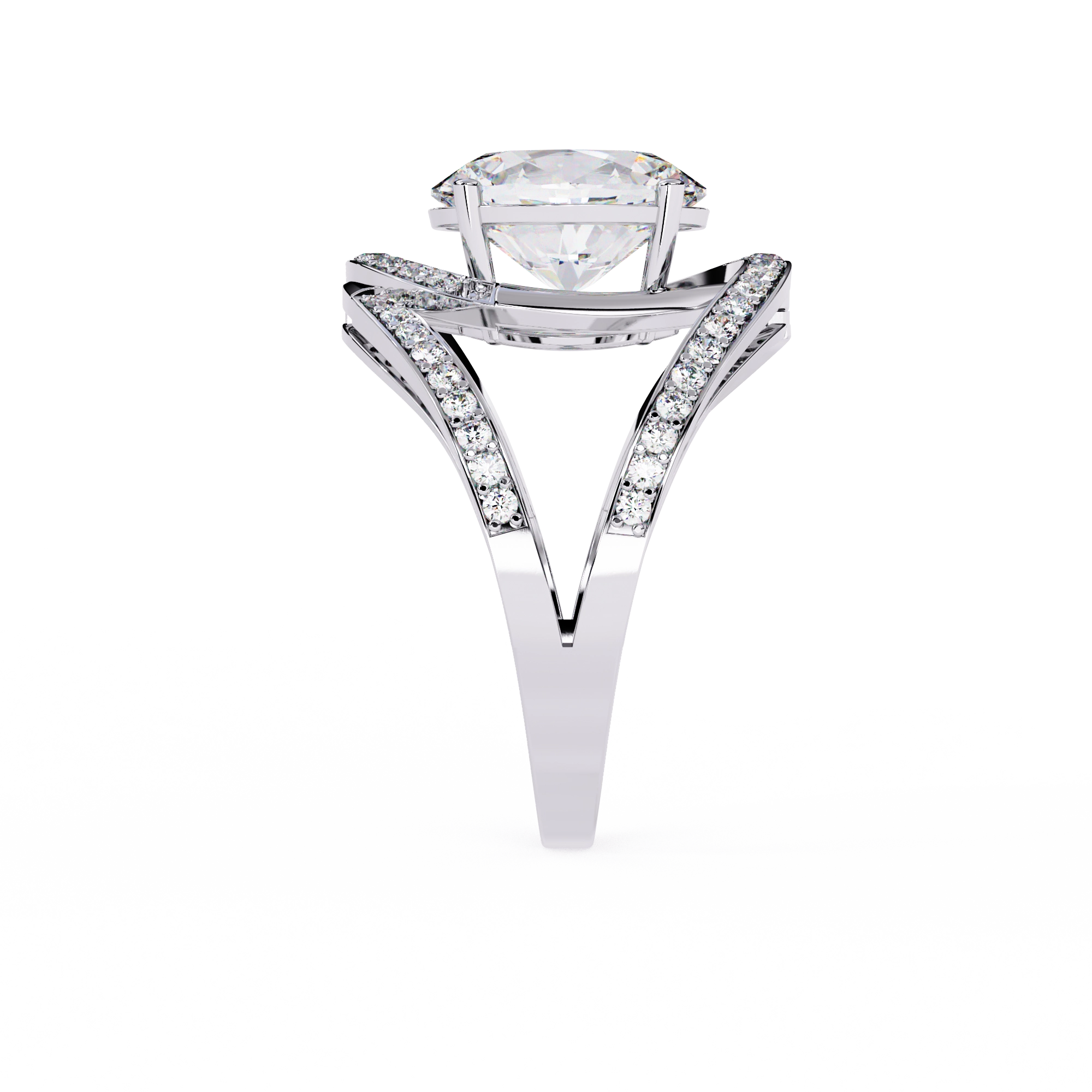 Swirl Halo Diamond Statement Ring