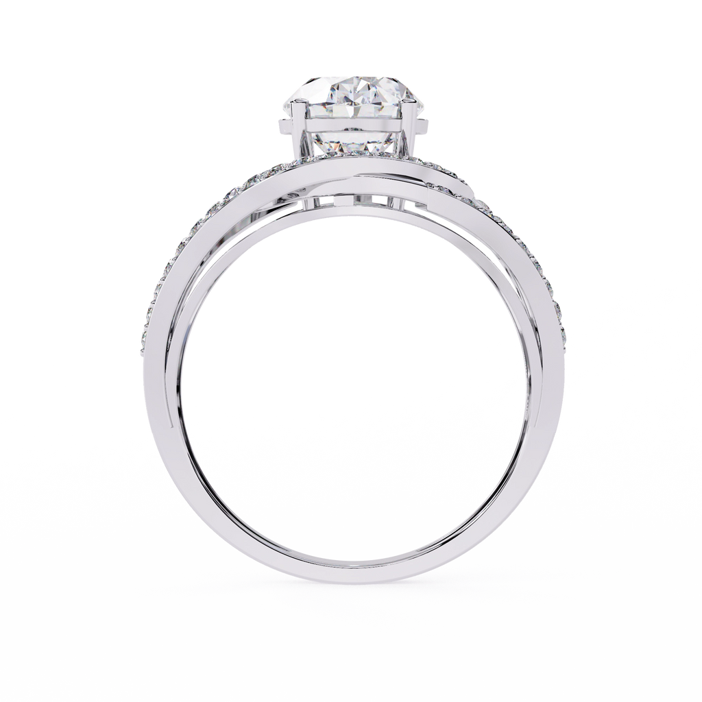 Swirl Halo Diamond Statement Ring