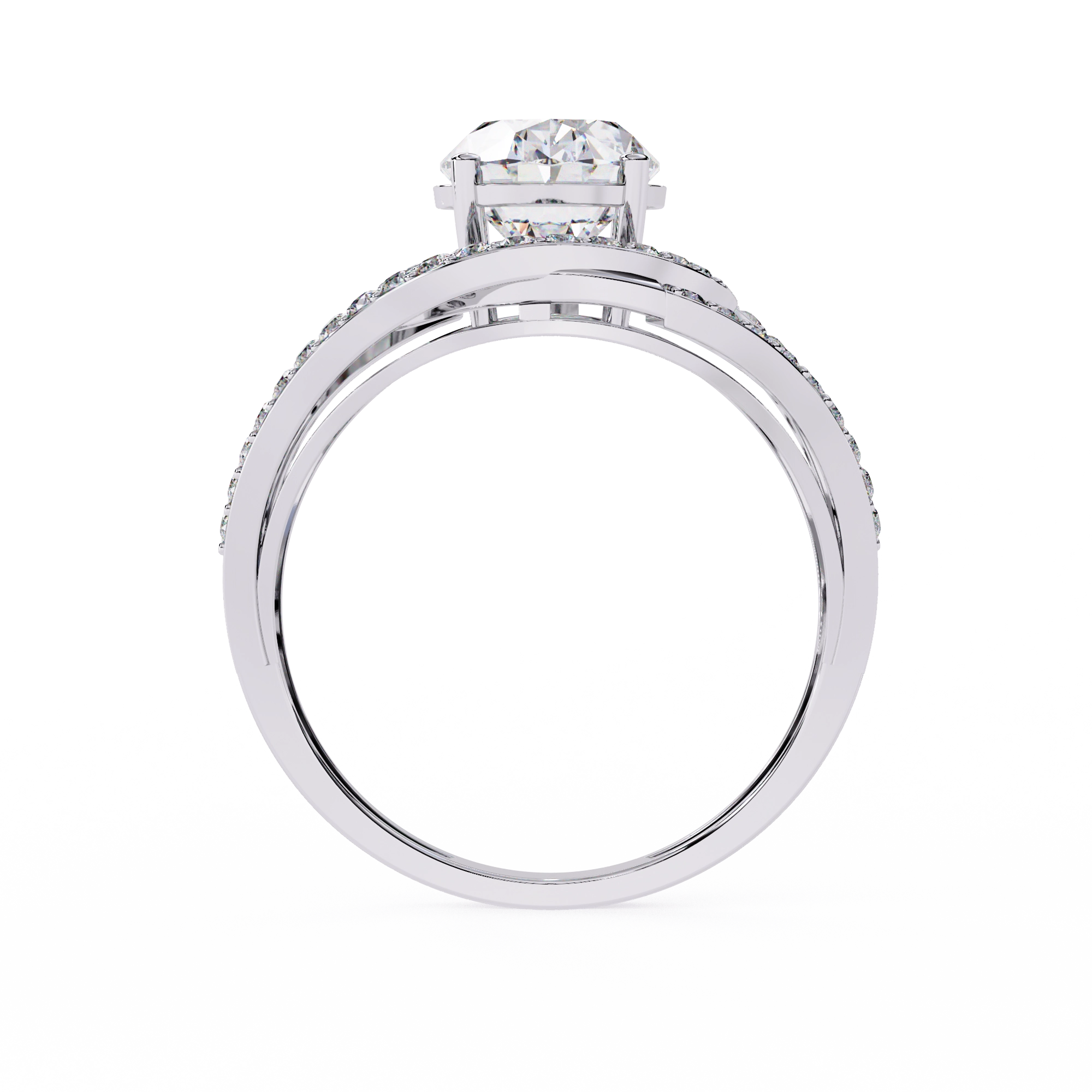 Swirl Halo Diamond Statement Ring
