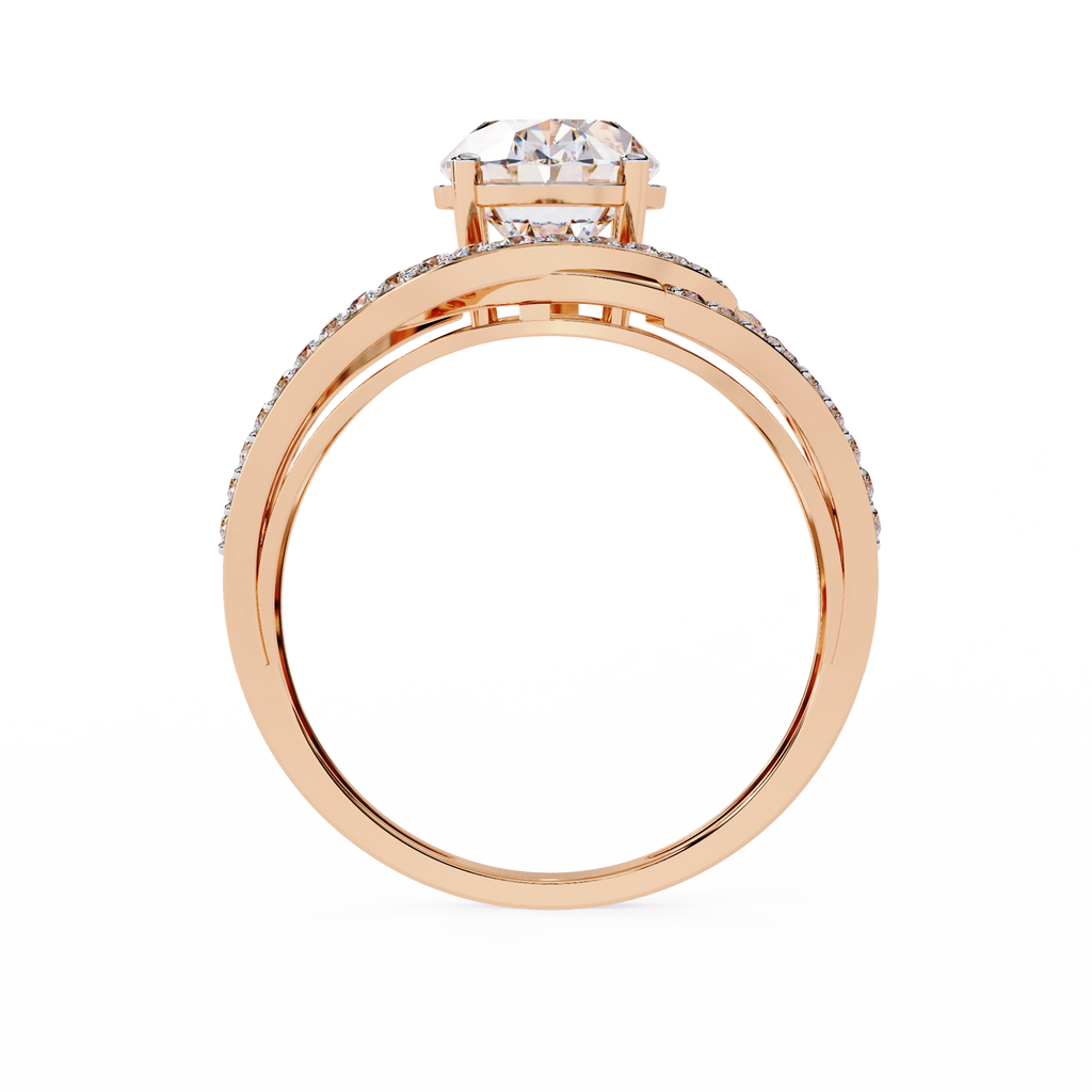 Swirl Halo Diamond Statement Ring