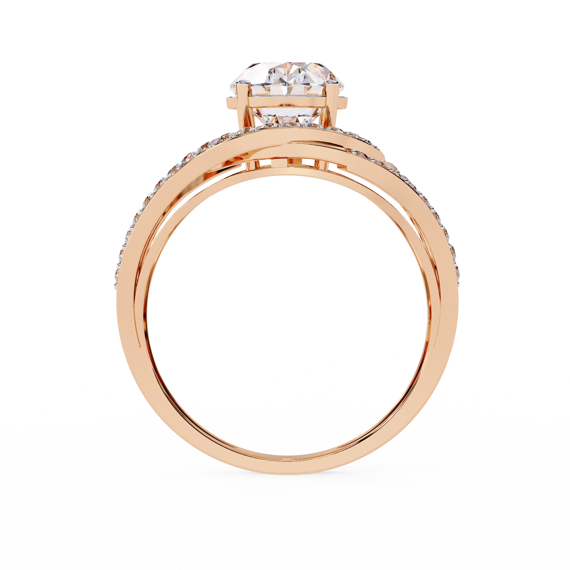 Swirl Halo Diamond Statement Ring