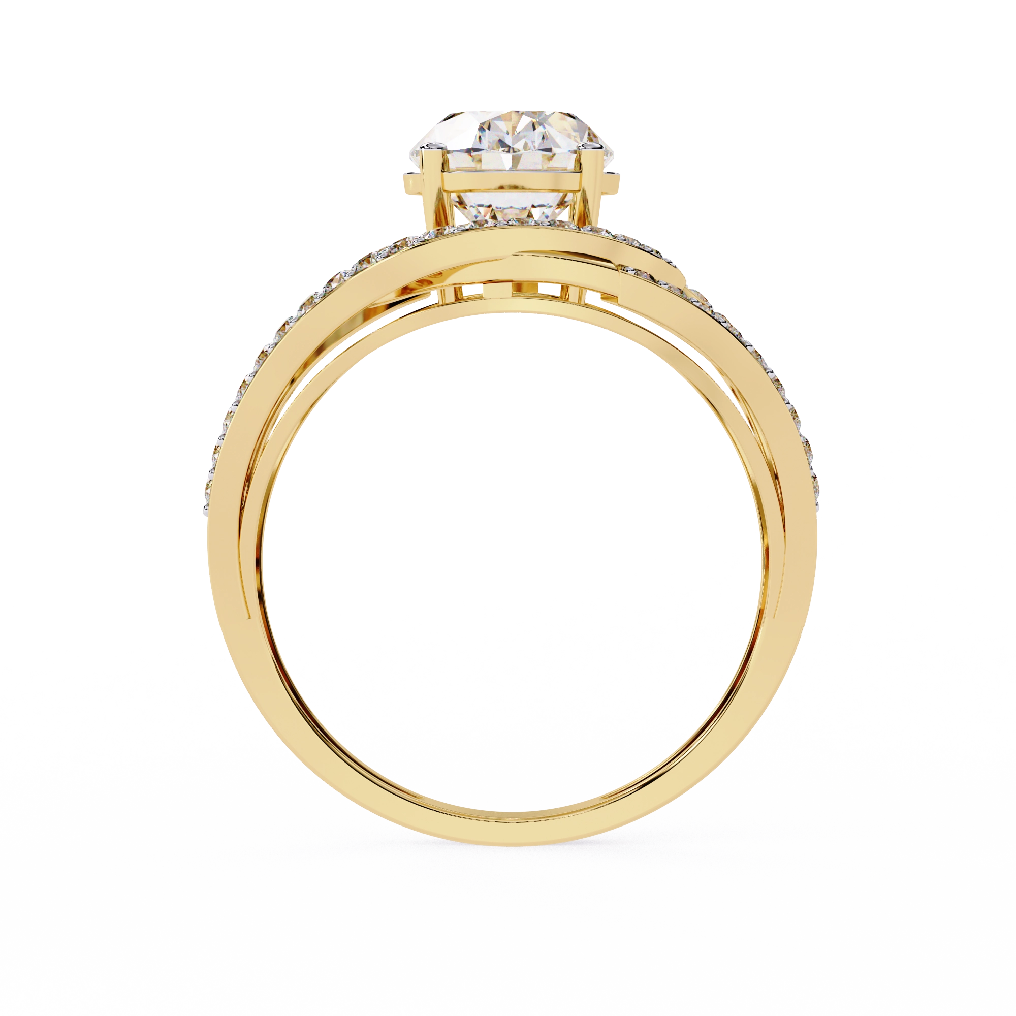 Swirl Halo Diamond Statement Ring