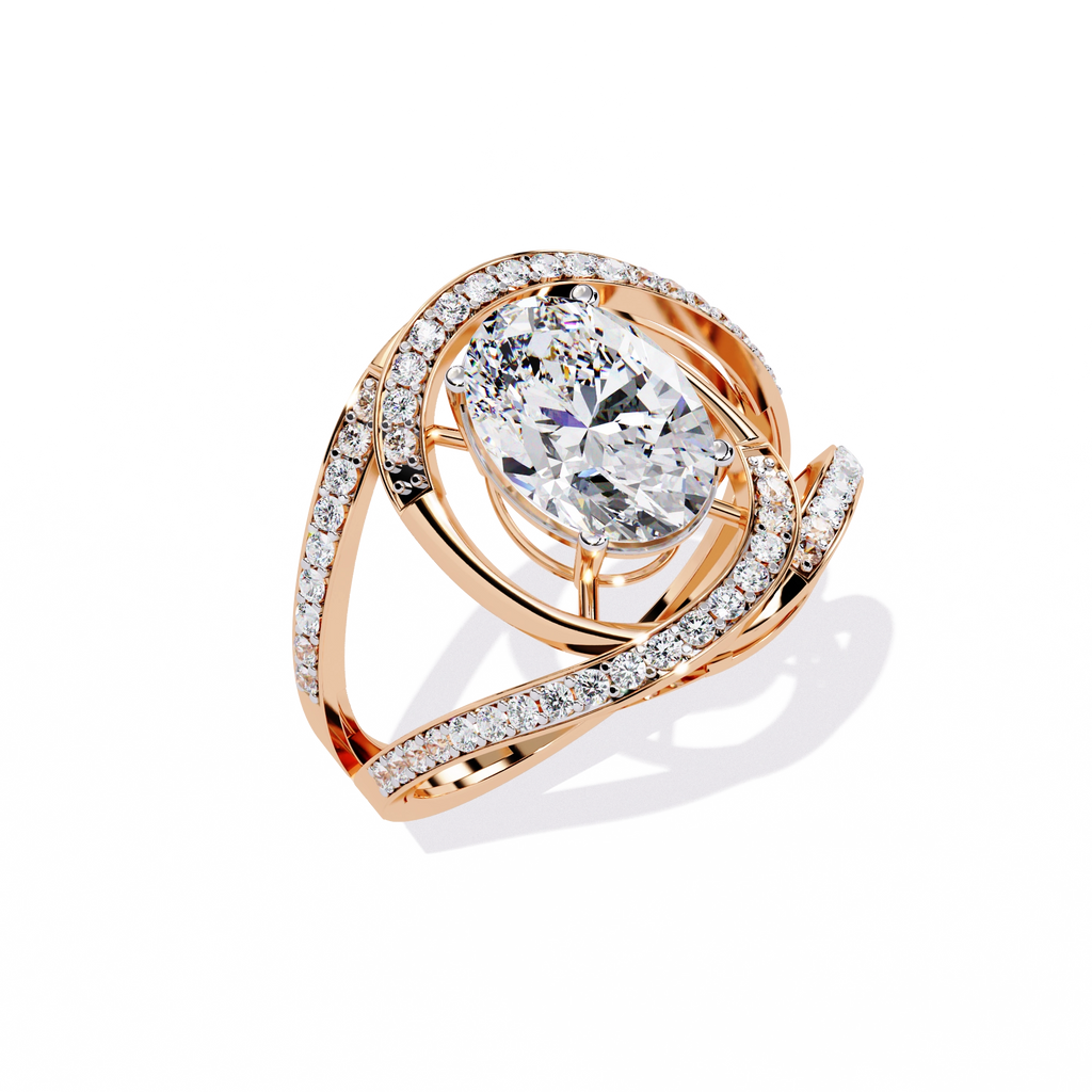 Swirl Halo Diamond Statement Ring