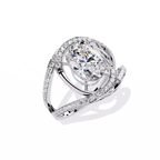 Swirl Halo Diamond Statement Ring