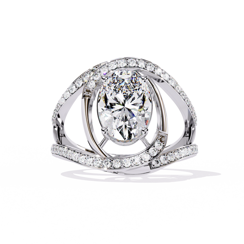 Swirl Halo Diamond Statement Ring