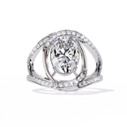 Swirl Halo Diamond Statement Ring
