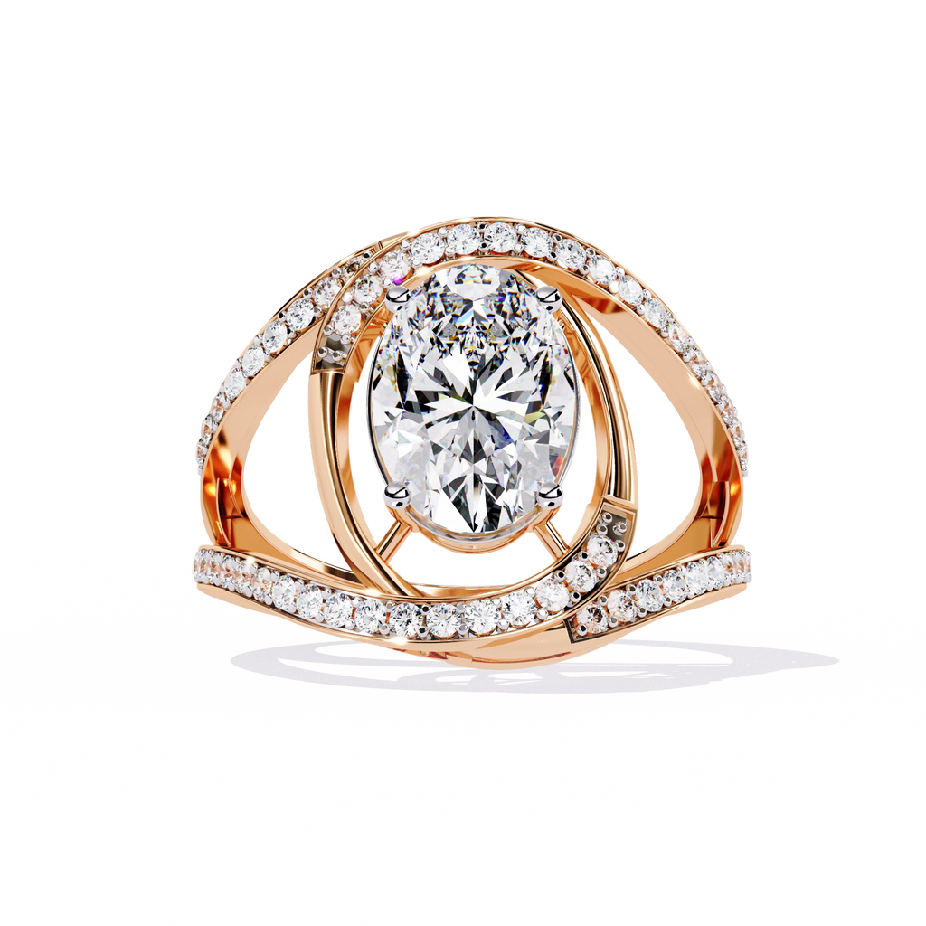 Swirl Halo Diamond Statement Ring