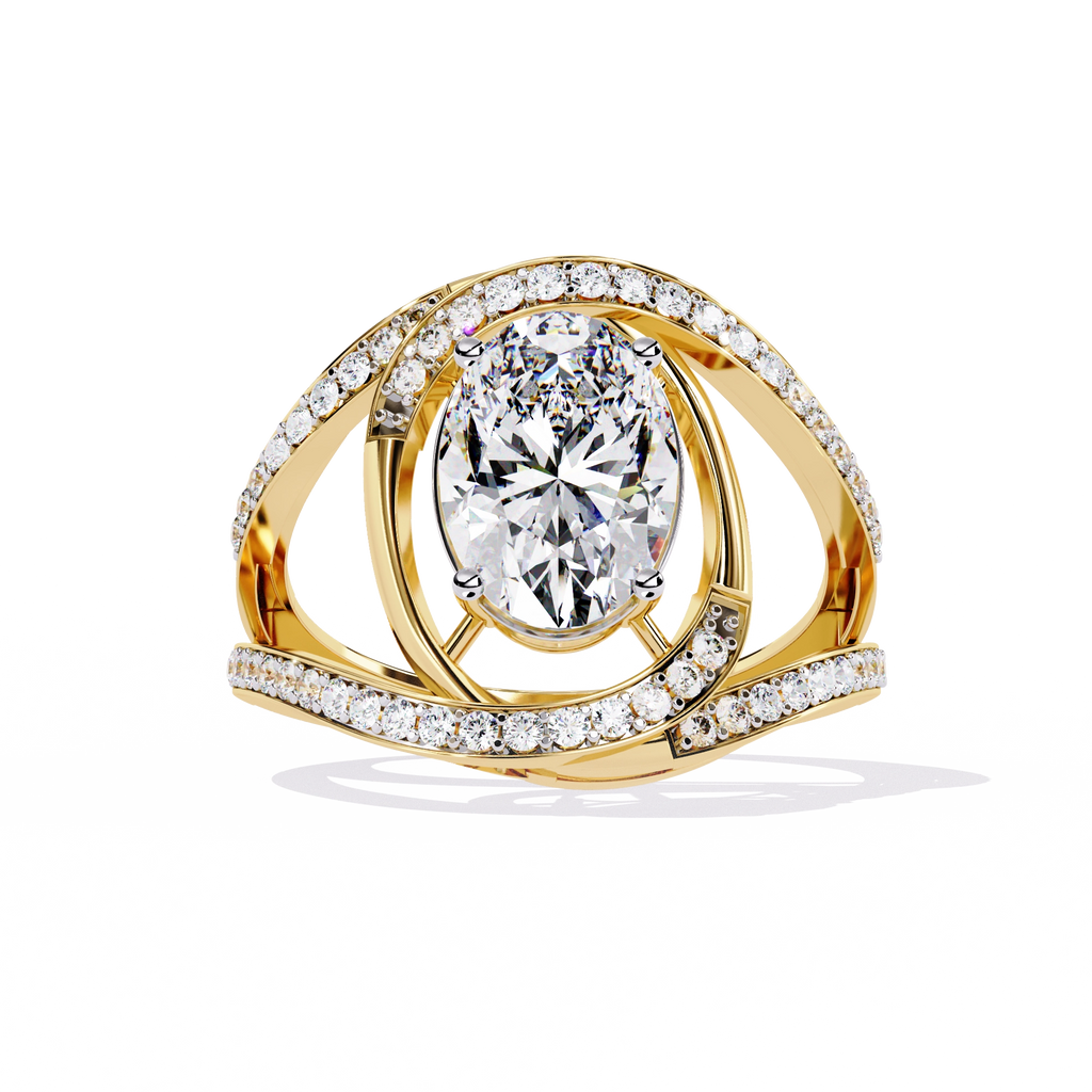 Swirl Halo Diamond Statement Ring