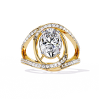 Swirl Halo Diamond Statement Ring