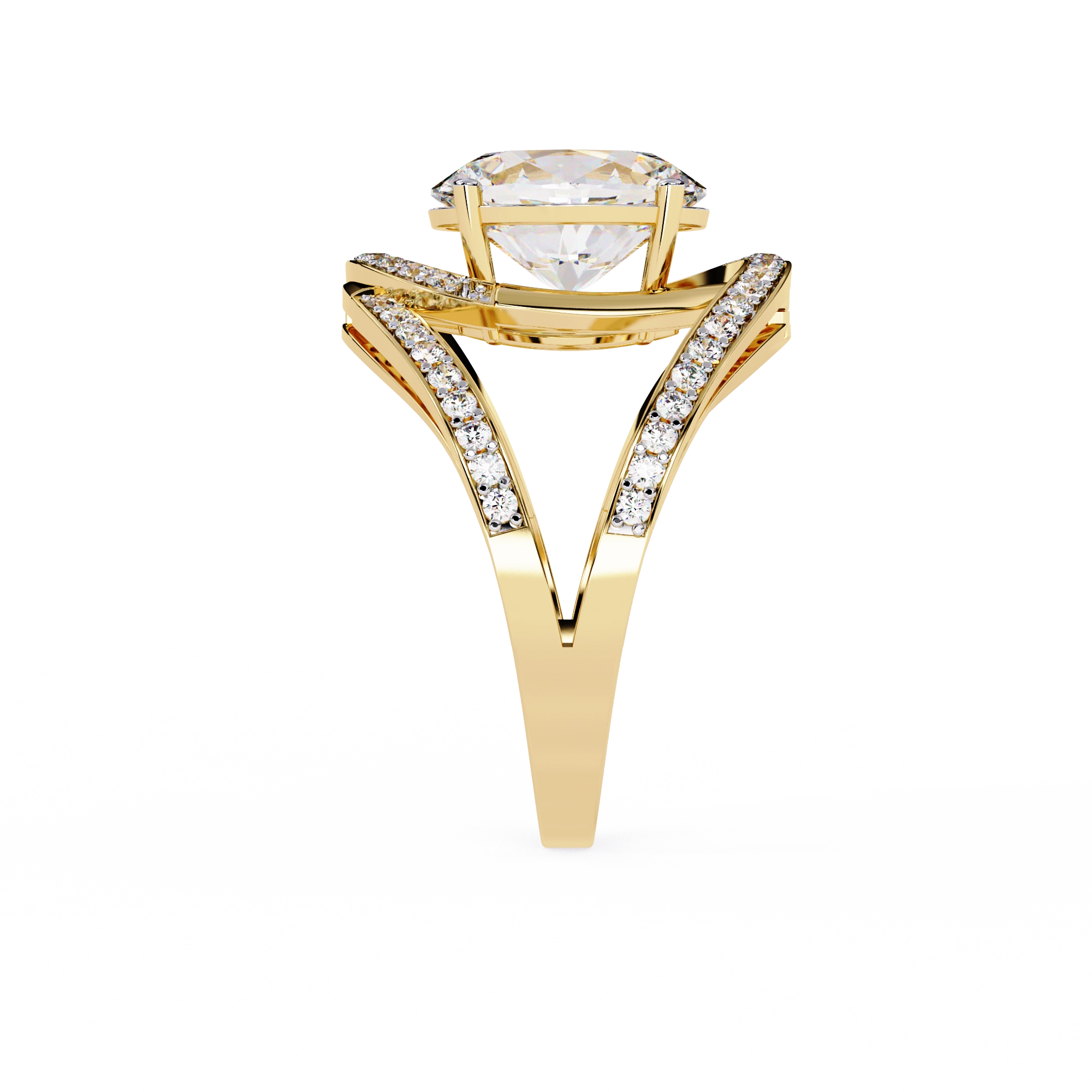Swirl Halo Diamond Statement Ring