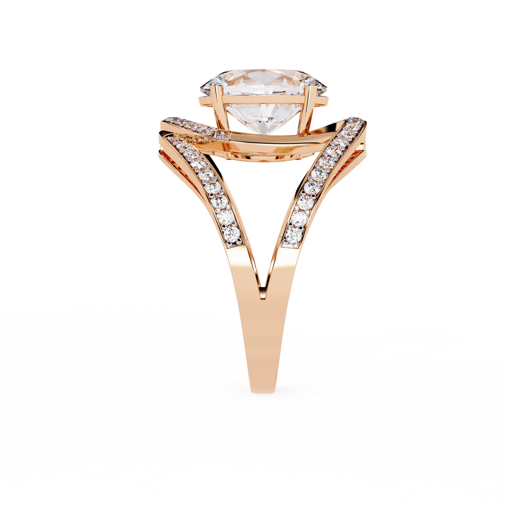 Swirl Halo Diamond Statement Ring